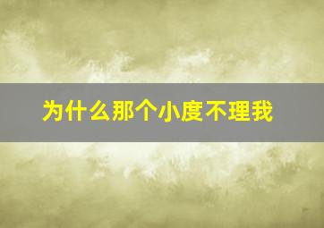 为什么那个小度不理我