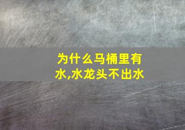 为什么马桶里有水,水龙头不出水