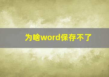 为啥word保存不了