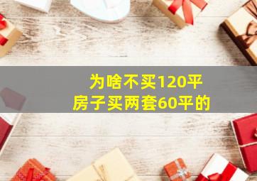 为啥不买120平房子买两套60平的