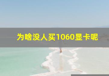 为啥没人买1060显卡呢