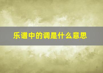 乐谱中的调是什么意思