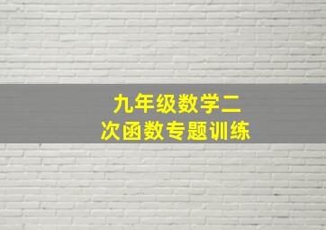 九年级数学二次函数专题训练