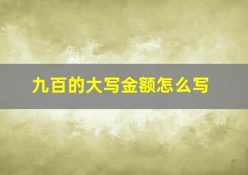 九百的大写金额怎么写