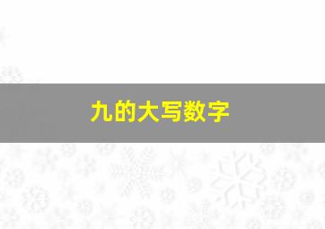 九的大写数字