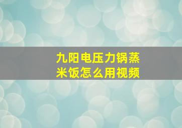 九阳电压力锅蒸米饭怎么用视频