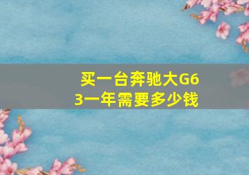 买一台奔驰大G63一年需要多少钱