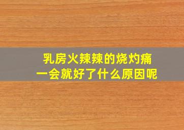 乳房火辣辣的烧灼痛一会就好了什么原因呢