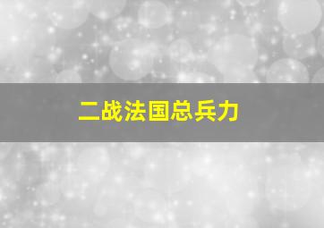 二战法国总兵力