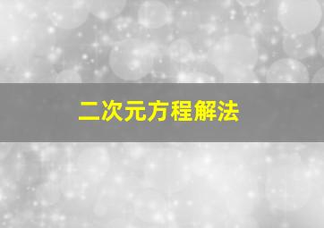 二次元方程解法