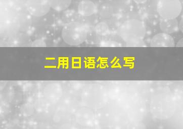 二用日语怎么写