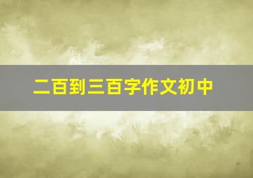 二百到三百字作文初中