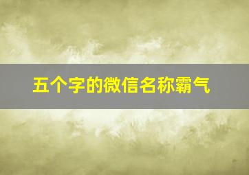 五个字的微信名称霸气