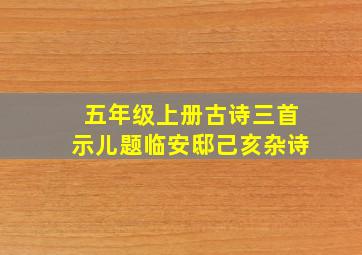 五年级上册古诗三首示儿题临安邸己亥杂诗