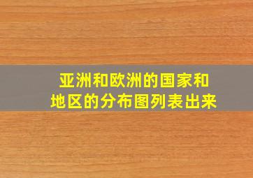 亚洲和欧洲的国家和地区的分布图列表出来