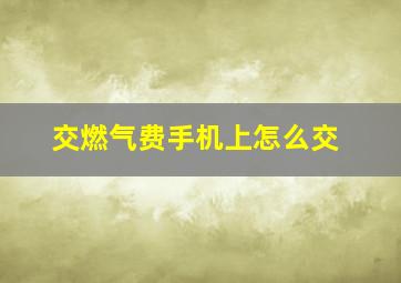 交燃气费手机上怎么交