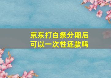 京东打白条分期后可以一次性还款吗