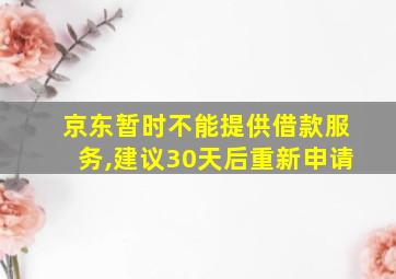 京东暂时不能提供借款服务,建议30天后重新申请