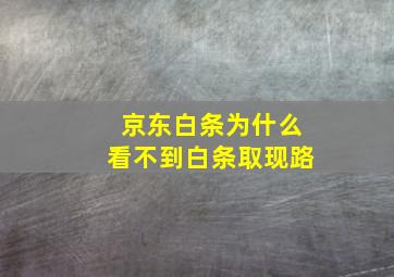 京东白条为什么看不到白条取现路