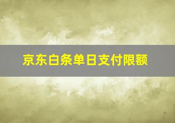 京东白条单日支付限额