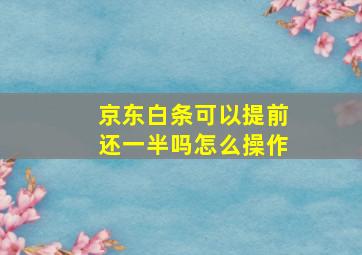 京东白条可以提前还一半吗怎么操作