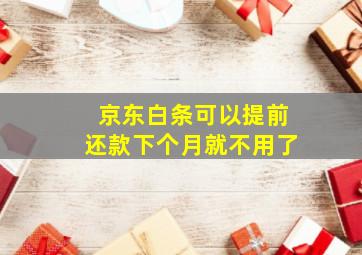 京东白条可以提前还款下个月就不用了