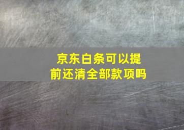 京东白条可以提前还清全部款项吗