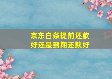 京东白条提前还款好还是到期还款好