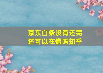 京东白条没有还完还可以在借吗知乎