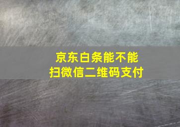 京东白条能不能扫微信二维码支付