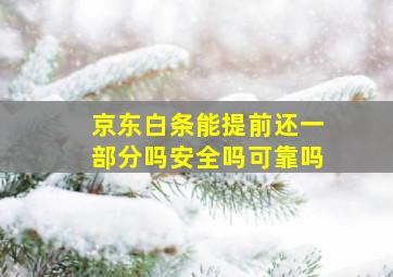 京东白条能提前还一部分吗安全吗可靠吗