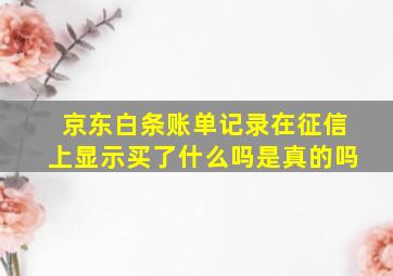 京东白条账单记录在征信上显示买了什么吗是真的吗