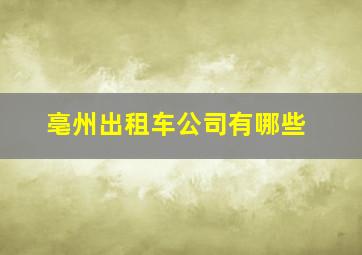 亳州出租车公司有哪些