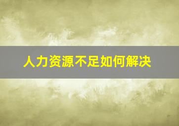 人力资源不足如何解决