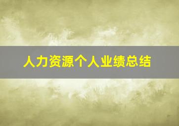 人力资源个人业绩总结