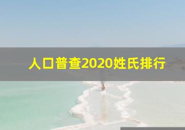 人口普查2020姓氏排行