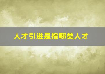 人才引进是指哪类人才