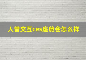 人曾交互ces座舱会怎么样