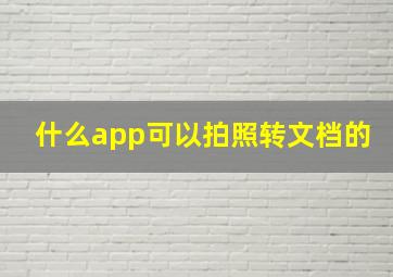 什么app可以拍照转文档的