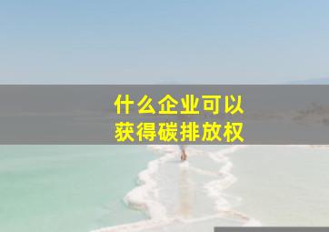 什么企业可以获得碳排放权