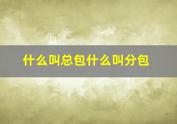 什么叫总包什么叫分包