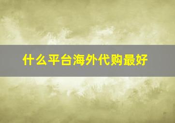 什么平台海外代购最好