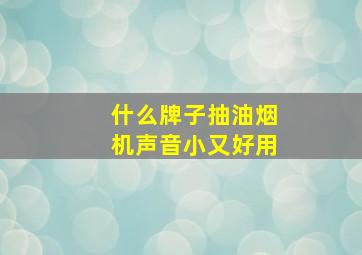 什么牌子抽油烟机声音小又好用