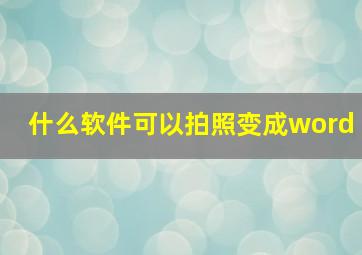 什么软件可以拍照变成word