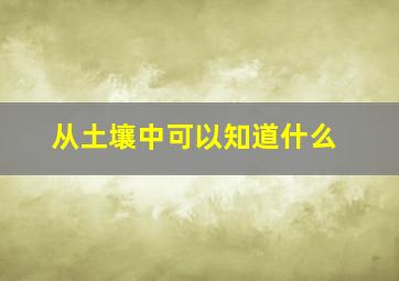 从土壤中可以知道什么