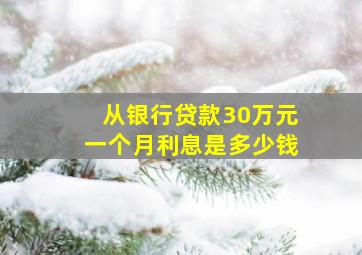 从银行贷款30万元一个月利息是多少钱