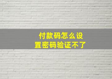 付款码怎么设置密码验证不了