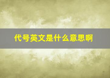 代号英文是什么意思啊