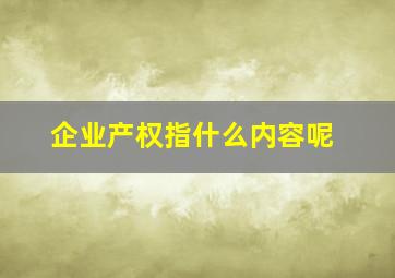 企业产权指什么内容呢