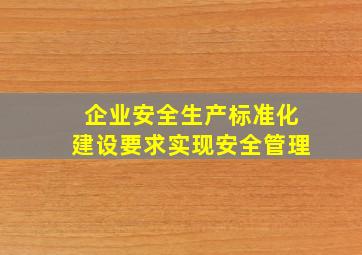 企业安全生产标准化建设要求实现安全管理